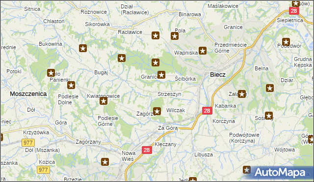 mapa Strzeszyn gmina Biecz, Strzeszyn gmina Biecz na mapie Targeo