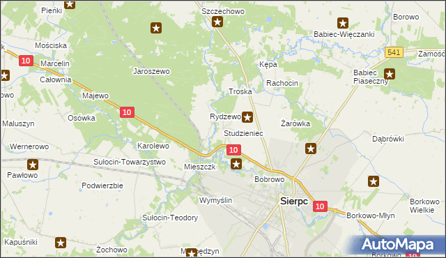 mapa Studzieniec gmina Sierpc, Studzieniec gmina Sierpc na mapie Targeo