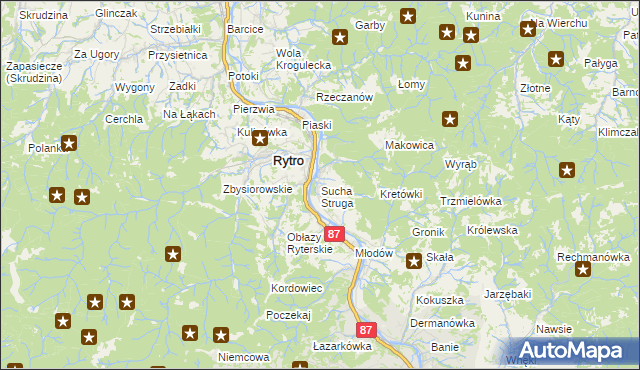 mapa Sucha Struga, Sucha Struga na mapie Targeo