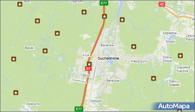 mapa Suchedniów, Suchedniów na mapie Targeo