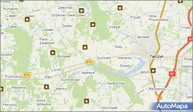 mapa Suchodół gmina Tarczyn, Suchodół gmina Tarczyn na mapie Targeo