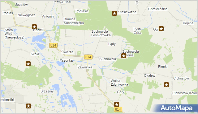 mapa Suchowola gmina Wohyń, Suchowola gmina Wohyń na mapie Targeo