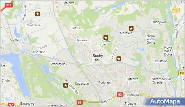 mapa Suchy Las powiat poznański, Suchy Las powiat poznański na mapie Targeo