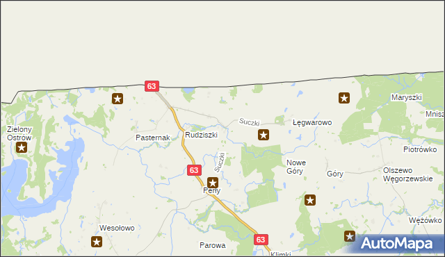 mapa Suczki gmina Węgorzewo, Suczki gmina Węgorzewo na mapie Targeo