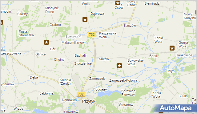 mapa Suków gmina Przytyk, Suków gmina Przytyk na mapie Targeo