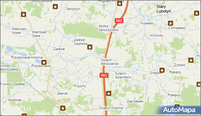 mapa Sulęcin Włościański, Sulęcin Włościański na mapie Targeo