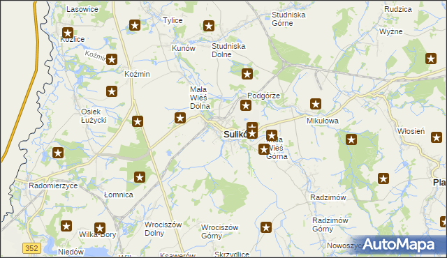 mapa Sulików powiat zgorzelecki, Sulików powiat zgorzelecki na mapie Targeo