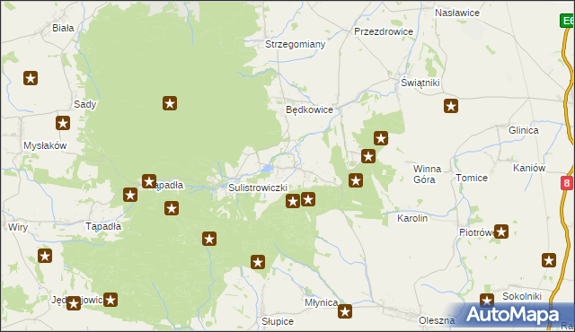 mapa Sulistrowice gmina Sobótka, Sulistrowice gmina Sobótka na mapie Targeo