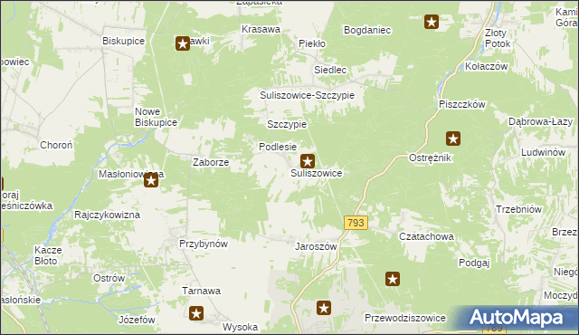 mapa Suliszowice, Suliszowice na mapie Targeo