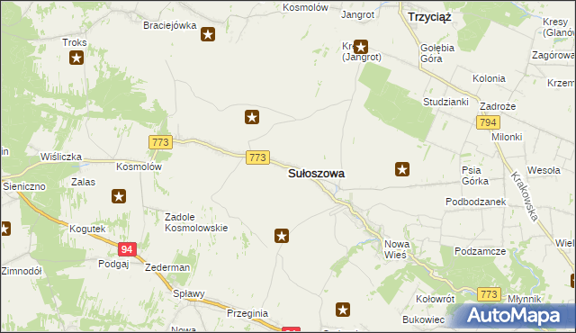 mapa Sułoszowa, Sułoszowa na mapie Targeo