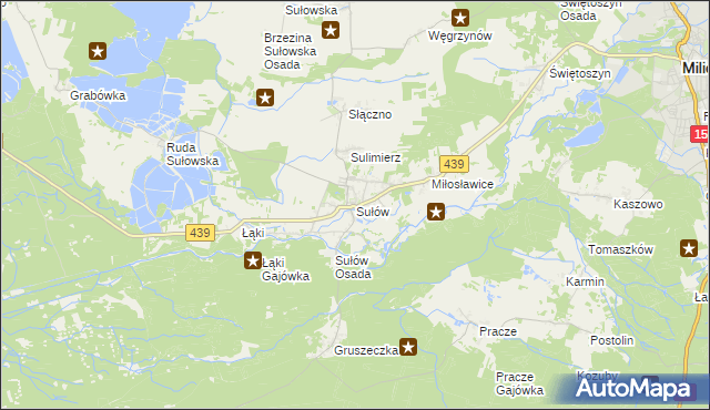 mapa Sułów gmina Milicz, Sułów gmina Milicz na mapie Targeo