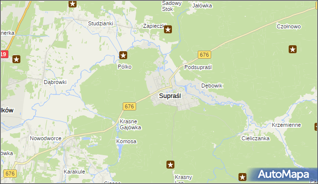 mapa Supraśl, Supraśl na mapie Targeo