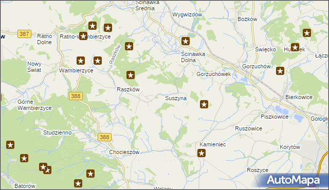 mapa Suszyna, Suszyna na mapie Targeo