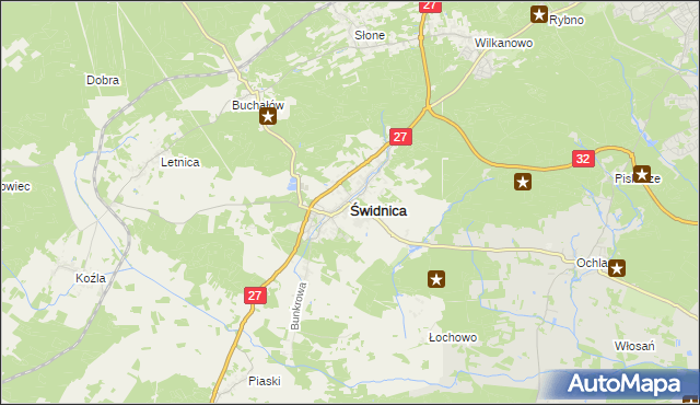 mapa Świdnica powiat zielonogórski, Świdnica powiat zielonogórski na mapie Targeo