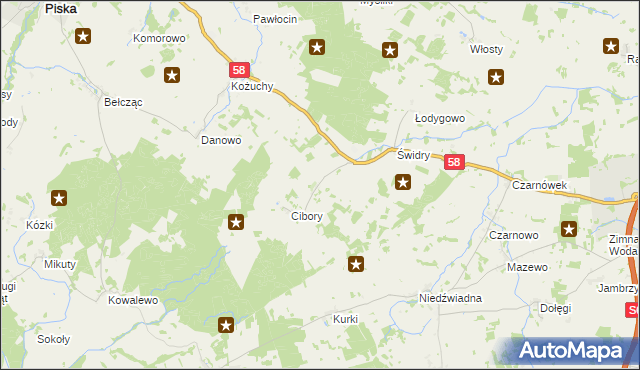 mapa Świdry Kościelne, Świdry Kościelne na mapie Targeo