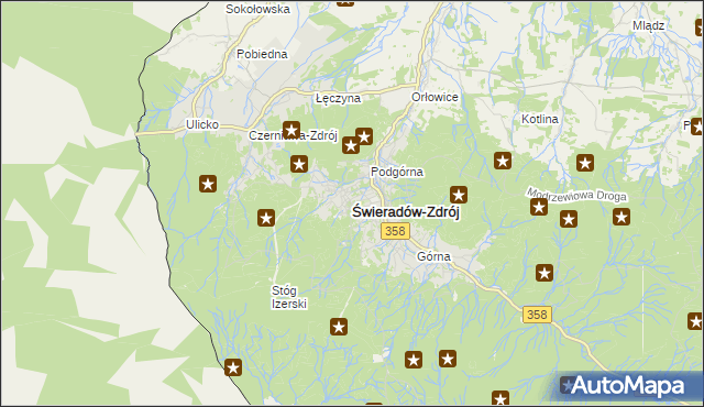 mapa Świeradów-Zdrój, Świeradów-Zdrój na mapie Targeo