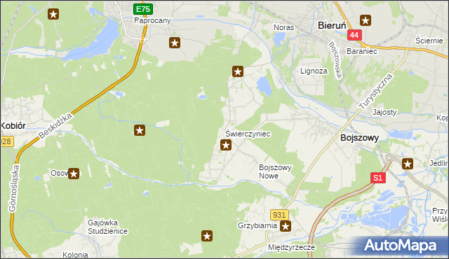 mapa Świerczyniec gmina Bojszowy, Świerczyniec gmina Bojszowy na mapie Targeo