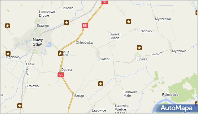 mapa Świerki gmina Nowy Staw, Świerki gmina Nowy Staw na mapie Targeo