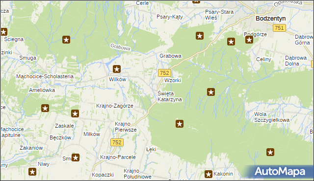 mapa Święta Katarzyna gmina Bodzentyn, Święta Katarzyna gmina Bodzentyn na mapie Targeo