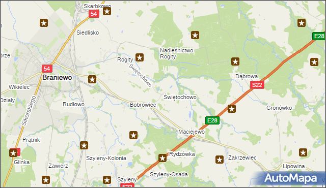 mapa Świętochowo, Świętochowo na mapie Targeo