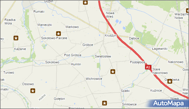 mapa Świętosław gmina Włocławek, Świętosław gmina Włocławek na mapie Targeo