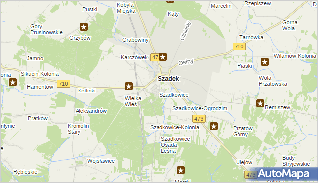 mapa Szadkowice gmina Szadek, Szadkowice gmina Szadek na mapie Targeo