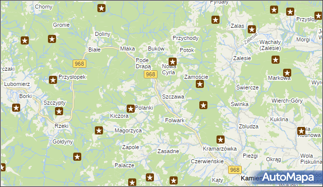 mapa Szczawa, Szczawa na mapie Targeo