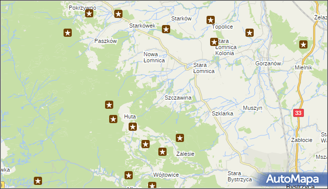 mapa Szczawina, Szczawina na mapie Targeo