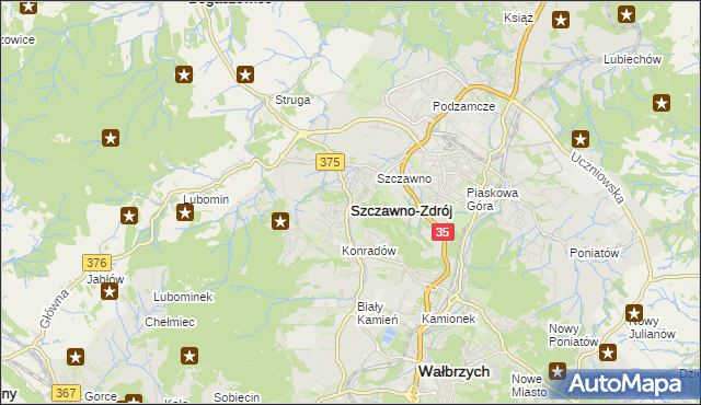 mapa Szczawno-Zdrój, Szczawno-Zdrój na mapie Targeo