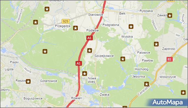 mapa Szczejkowice, Szczejkowice na mapie Targeo