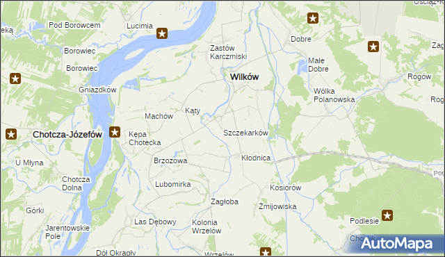 mapa Szczekarków gmina Wilków, Szczekarków gmina Wilków na mapie Targeo