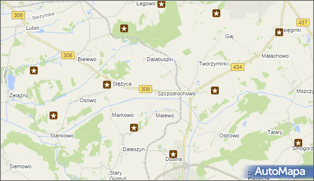 mapa Szczodrochowo gmina Gostyń, Szczodrochowo gmina Gostyń na mapie Targeo