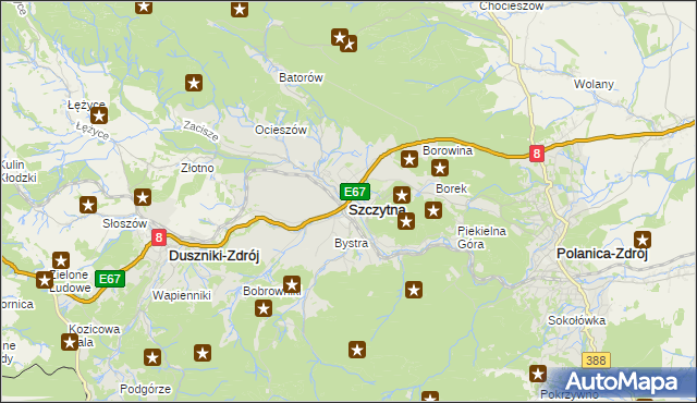 mapa Szczytna powiat kłodzki, Szczytna powiat kłodzki na mapie Targeo