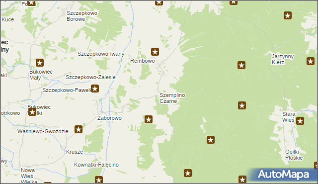 mapa Szemplino Czarne, Szemplino Czarne na mapie Targeo