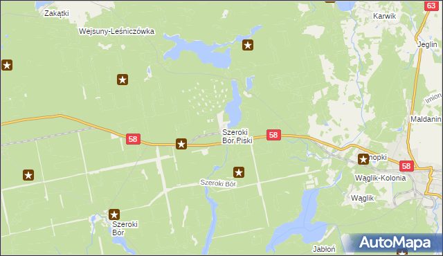 mapa Szeroki Bór Piski, Szeroki Bór Piski na mapie Targeo