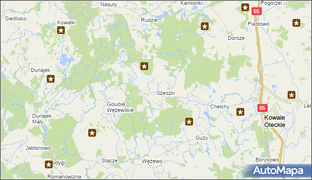 mapa Szeszki gmina Kowale Oleckie, Szeszki gmina Kowale Oleckie na mapie Targeo