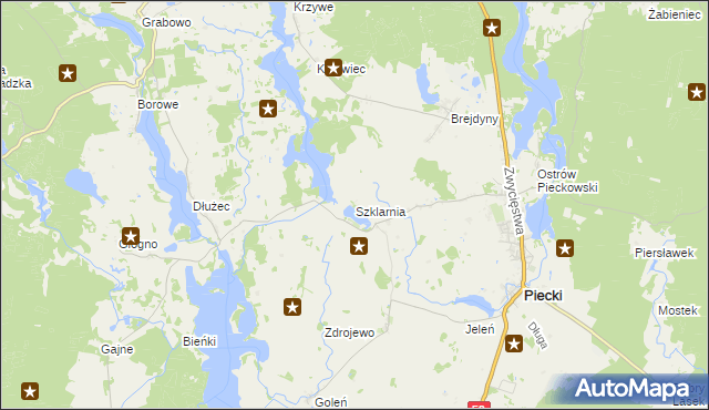 mapa Szklarnia gmina Piecki, Szklarnia gmina Piecki na mapie Targeo