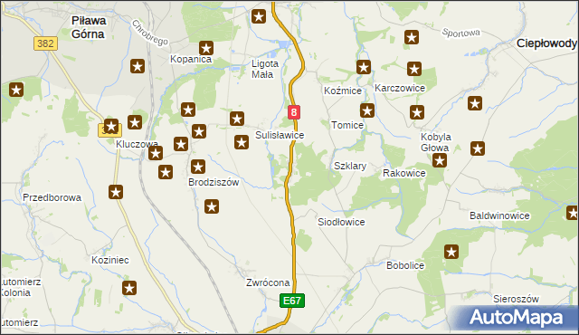 mapa Szklary-Huta, Szklary-Huta na mapie Targeo