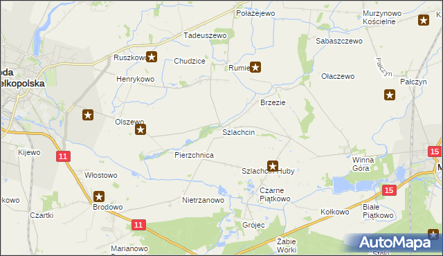 mapa Szlachcin, Szlachcin na mapie Targeo