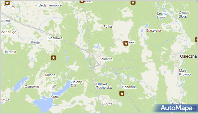 mapa Szlachta gmina Osieczna, Szlachta gmina Osieczna na mapie Targeo