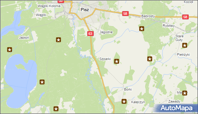 mapa Szparki, Szparki na mapie Targeo