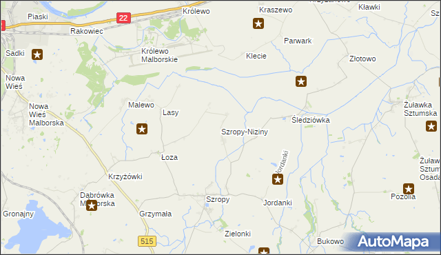 mapa Szropy-Niziny, Szropy-Niziny na mapie Targeo