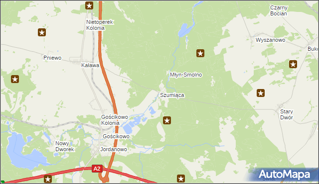 mapa Szumiąca gmina Międzyrzecz, Szumiąca gmina Międzyrzecz na mapie Targeo