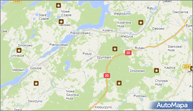 mapa Szymbark gmina Stężyca, Szymbark gmina Stężyca na mapie Targeo