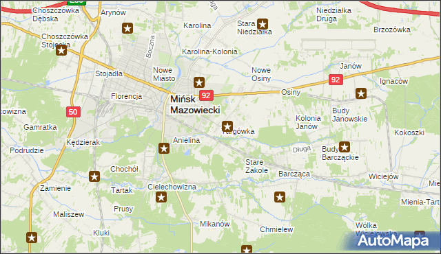 mapa Targówka gmina Mińsk Mazowiecki, Targówka gmina Mińsk Mazowiecki na mapie Targeo