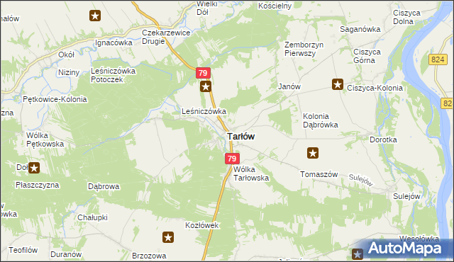 mapa Tarłów, Tarłów na mapie Targeo