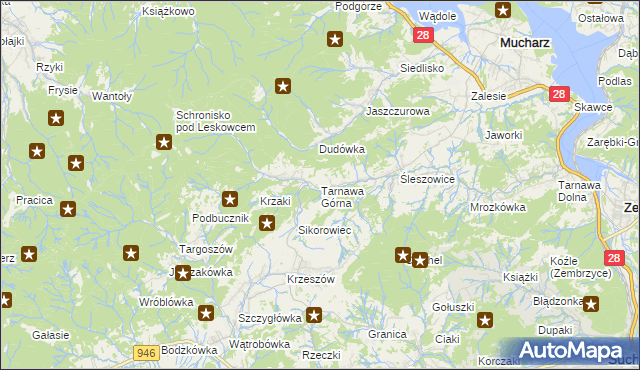 mapa Tarnawa Górna gmina Zembrzyce, Tarnawa Górna gmina Zembrzyce na mapie Targeo