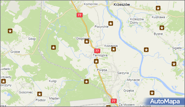 mapa Tarnogóra gmina Nowa Sarzyna, Tarnogóra gmina Nowa Sarzyna na mapie Targeo