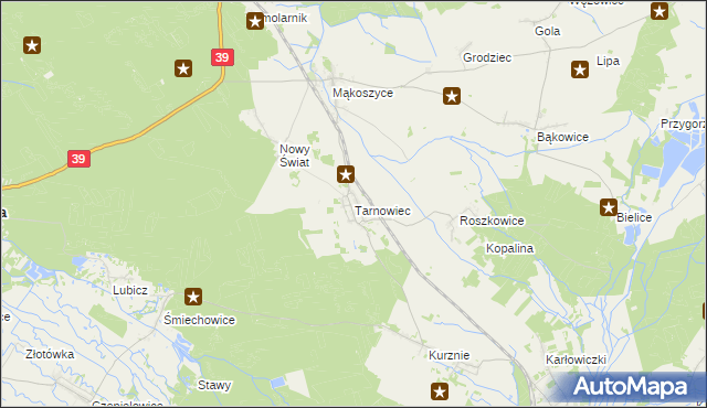 mapa Tarnowiec gmina Lubsza, Tarnowiec gmina Lubsza na mapie Targeo