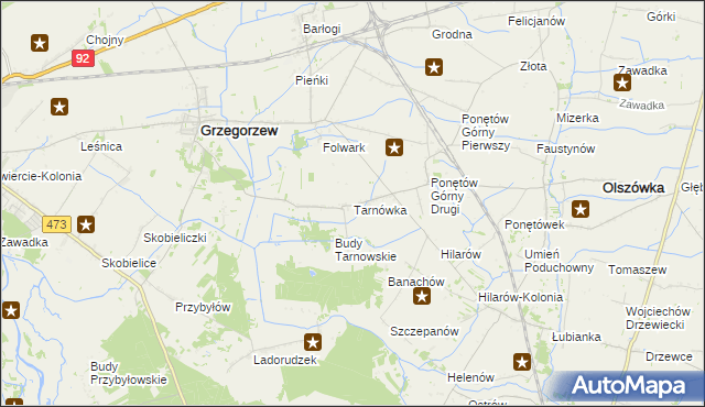 mapa Tarnówka gmina Grzegorzew, Tarnówka gmina Grzegorzew na mapie Targeo
